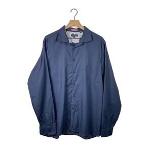 Ted baker navy blue long sleeve collar button up shirt 7/46/3xl